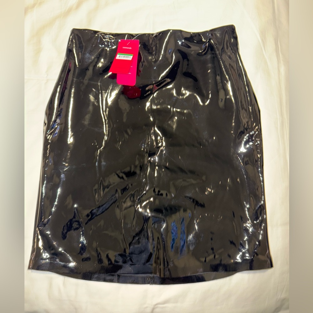 Commando Glossy Jet Black Pencil Skirt